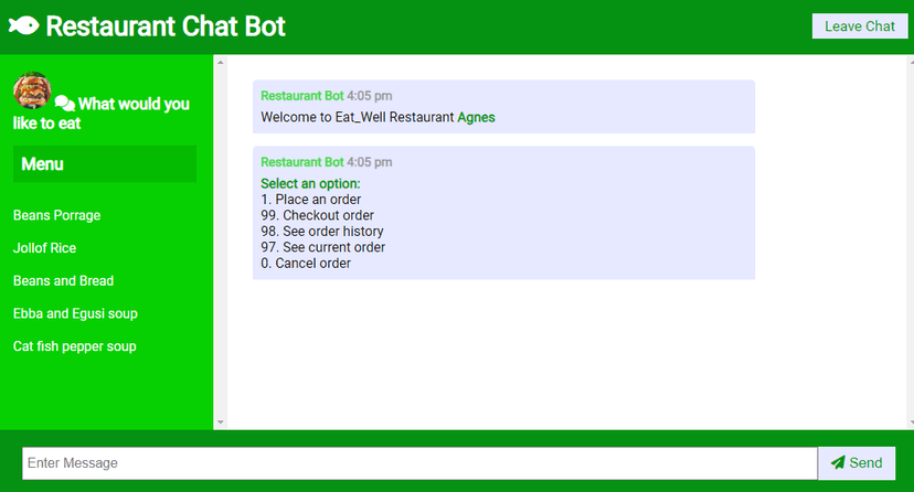 Project Restaurant Chat Bot