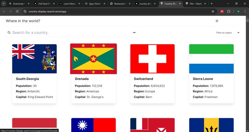 Project Country display website