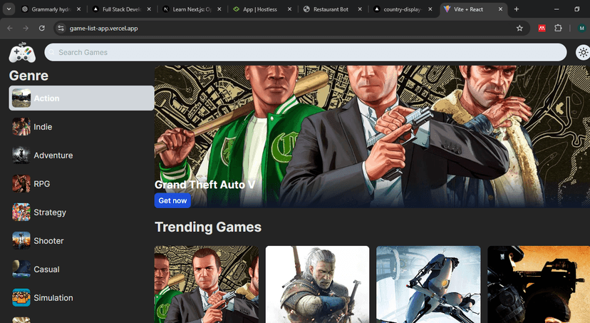 Project Game list App